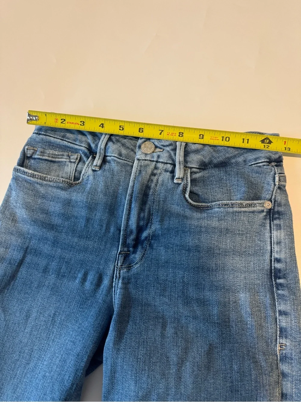 Frame Denim Medium Blue High-Rise Cropped Jeans